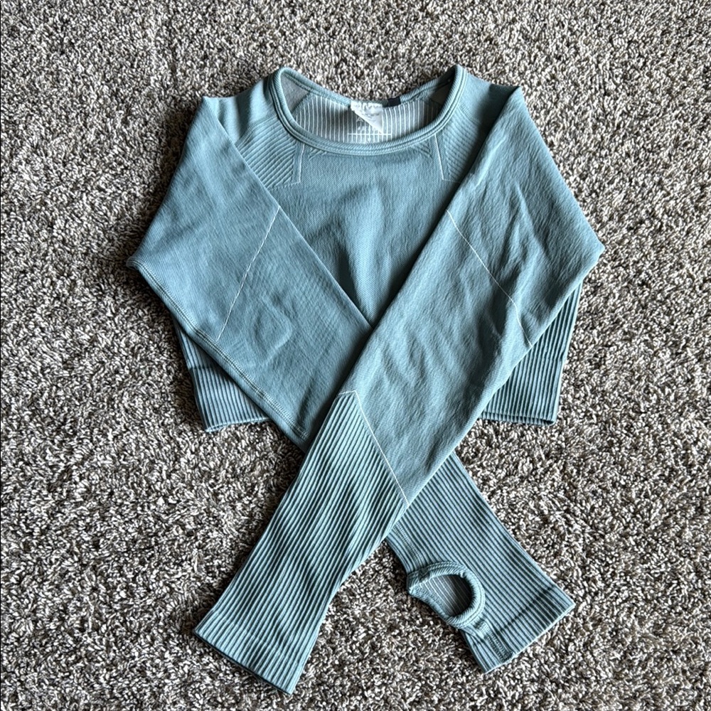 AYBL Teal Ribbed Long-Sleeve Top